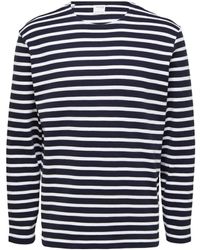 SELECTED - T-shirt Noos Briac Stripe L/S T-Shirt - Navy Blazer - Lyst