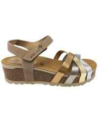 Interbios - Sandales compensées SANDALE BIO 5338 CUIR BEIGE-METAL - Lyst