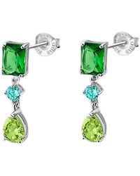 Lotus - Boucles oreilles Boucles d'oreilles Silver argent oxydes verts - Lyst