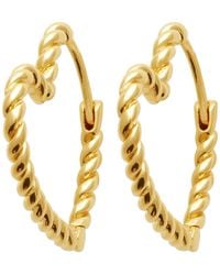 Brillaxis - Boucles oreilles Boucles d'oreilles créoles coeur plaqué or - Lyst