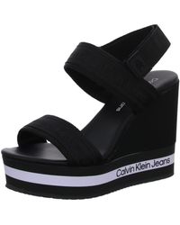 Dames Sandalen met sleehak Dames Schoenen voor voor Hakken voor Sandalen  met sleehak Calvin Klein Denim Sandalen Hw0hw00822 in het Naturel  allware.com.br