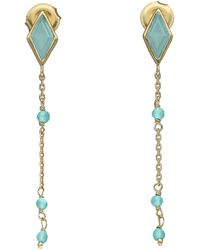 Orusbijoux - Boucles oreilles Boucles D'oreilles Argent Dorée Losange Pierre Amazonite - Lyst