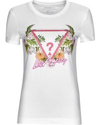 Guess - T-Shirt Ss Cn Triangle Flowers Tee - Lyst