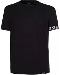 DSquared² - T-shirt t-shirt noir rayure logo - Lyst