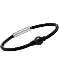 Jourden - Bracelets Bracelet Albann Acier Cuir tressé noir Onyx - Lyst