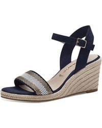 Tamaris - Espadrilles Sandale Talon Marine et Or - Lyst