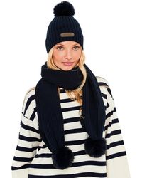 Selmark - Cravates Et Accessoires Ensemble Bonnet Et Écharpe À Pompons - Lyst