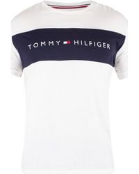 tommy jeans coloured lines logo tee white