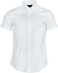 Heren Kleding voor voor Overhemden voor Casual en nette overhemden Giorgio Armani Getailleerd Overhemd in het Wit voor heren 