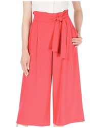 Anne Klein Wo Dress Trousers Large L Fluid Crepe Belted Trousers - Pink