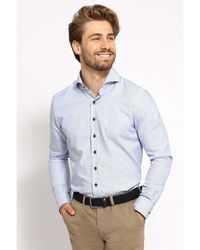 Suitable - Chemise Chemise Twill Impression Bleu Clair - Lyst