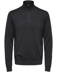 SELECTED - Sweatshirts Berg Half Zip Cardigan Antraciet - Lyst