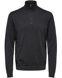 SELECTED - Sweat-shirt Berg Half Zip Cardigan Antraciet - Lyst