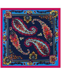 Alberto Cabale - Echarpe Petit carré de Soie Blue Navy Fuschia Cléo - Lyst