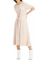 Alfani Wo Dress Prairie Rose Size Large L A-line Tie Front Long Dress - Pink