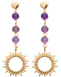 Brillaxis - Boucles oreilles Boucles d'oreilles soleil et améthyste - Lyst