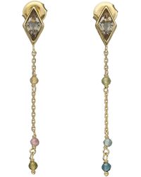 Orusbijoux - Boucles oreilles Boucles D'oreilles Argent Dorée Losange Pierre Tourmaline - Lyst