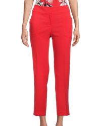 Kasper Wo Dress Trousers Size 12x27 Stretch Ankle Length Crepe Trousers - Red
