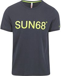 Sun 68 - T-shirt T-Shirt imprimé Logo Navy - Lyst