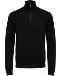 SELECTED - Sweat-shirt Berg Half Zip Cardigan Zwart - Lyst