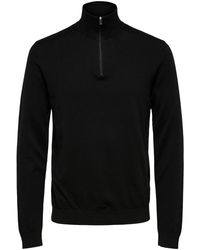 SELECTED - Sweatshirts Berg Half Zip Cardigan Zwart - Lyst