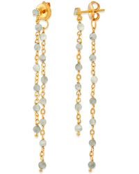 Orusbijoux - Boucles oreilles Boucles D Oreilles Argent Dorée Double Chaine Longue Et - Lyst