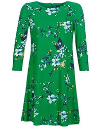 Lauren by Ralph Lauren Korte Jurk Floral Print-3/4 Sleeve-jersey Day Dress - Groen