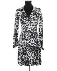 Diane von Furstenberg - Robe courte Robe en soie grise - Lyst