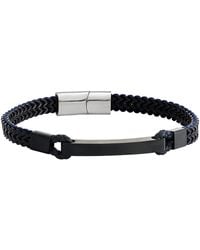 Jourden - Bracelets Bracelet Donovan acier noir et cuir bleu - Lyst