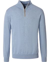CASA MODA - Sweat-shirt Pull-over Demi-Zip Solid Bleu Clair - Lyst