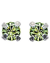 Brillaxis - Boucles oreilles Clous d'oreilles cristal vert et argent - Lyst