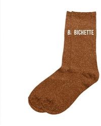 Sud Trading - Accessoires Chaussettes bichette marron à paillettes - Lyst
