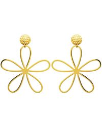 Brillaxis - Boucles oreilles Boucles d'oreilles fleur acier doré - Lyst