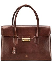 Maxwell Scott Bags Women S Italian Tan Leather Work Bag For Laptop - Brown