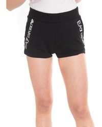 Short de cyclisme à logo imprimé Coton EA7 en coloris Noir Femme Vêtements Shorts Shorts longs et longueur genou 