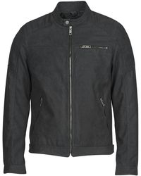 Jack & Jones - Leren Jas Jjerocky - Lyst
