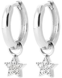 Brillaxis - Boucles oreilles Créoles argent et pampille étoile - Lyst