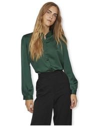 Vila - Blouses Noos Ellette Satin Shirt L/S - Pineneedle - Lyst
