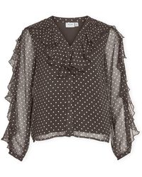 Vila - Blouses Top Harley - Chocolate Brown/White - Lyst