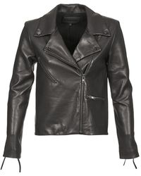 American Retro Leren Jas Leon Jckt - Zwart