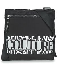 Versace Jeans Couture Denim Crossbodytas Met Logopatch in het Zwart voor heren Heren Tassen voor voor Portemonnees en hoesjes voor 