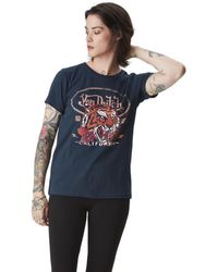 Von Dutch - T-shirt T-shirt à col rond avec print et strass devant Rug - Lyst