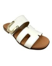 Eva Frutos - Sandales plates Sandale 3002 beige - Lyst