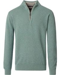 CASA MODA - Pull Pull-over Demi-Zip Structure Mélanger Vert Foncé - Lyst