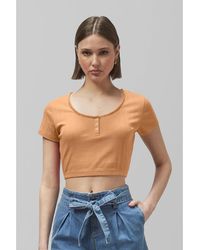 Enorsia - T-shirt Top débardeur à boutons pression et détails taille haute - Lyst