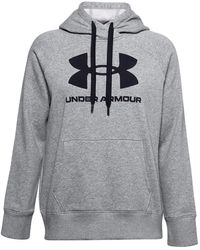 Under Armour Rival Fleece Big Logo Hoodie Gray/ Black gym en workout voor Hoodys Dames Kleding voor voor Kleding voor sport 
