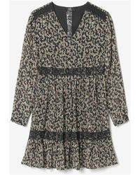 Le Temps Des Cerises - Robe Robe reve à motif léopard kaki et noir - Lyst