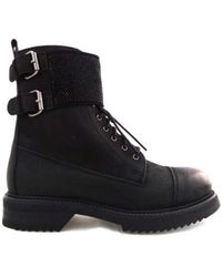 Spartoo Anfibi slavati donna in pelle - nero - - 1506