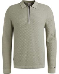 Cast Iron - Sweater Long Sleeve Half Zip Poloshirt Structuur Lichtgroen - Lyst