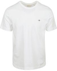 GANT - T-shirt T-shirt Shield Logo Blanche - Lyst